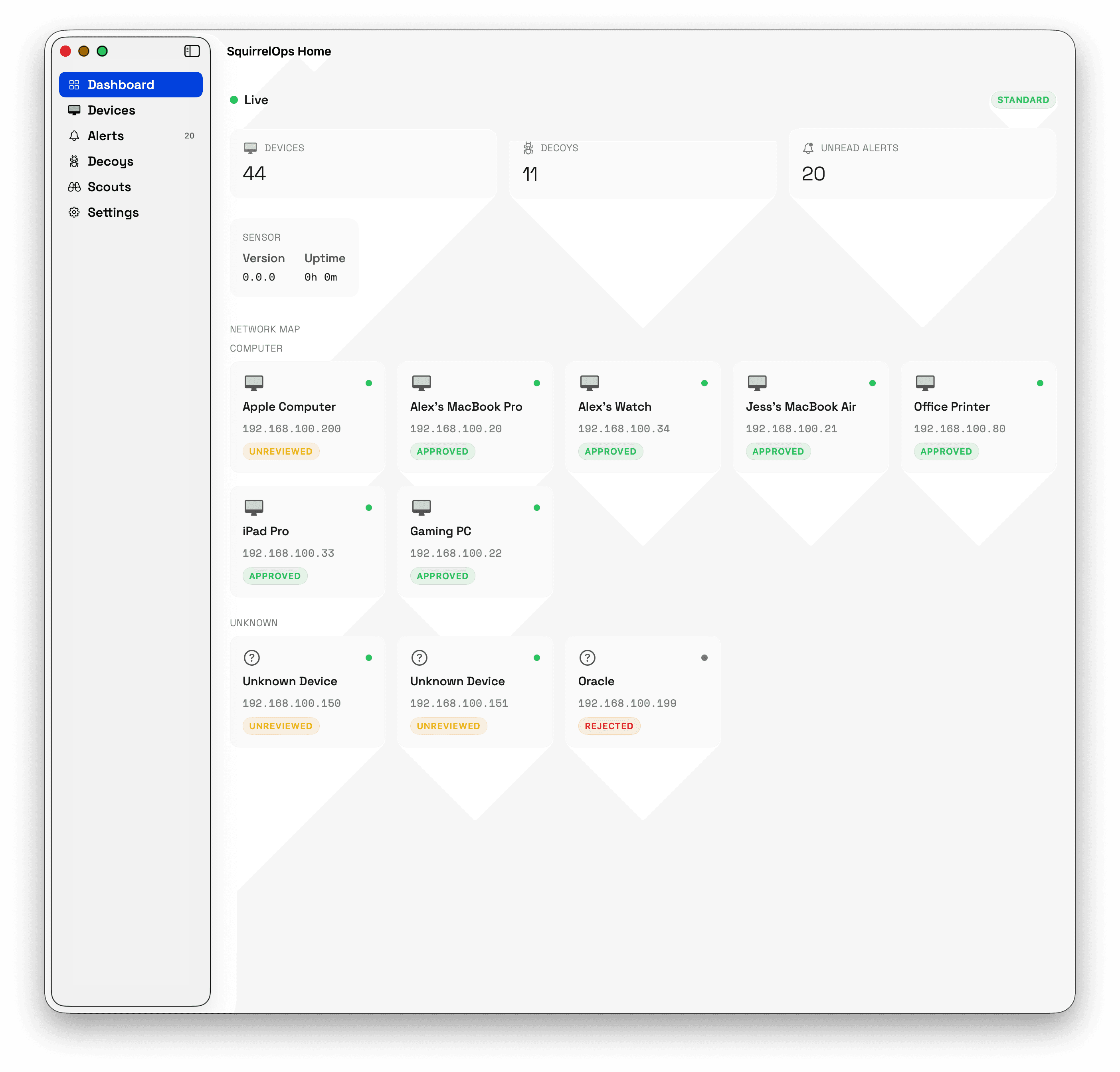 SquirrelOps macOS dashboard
